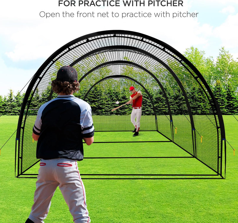 Baseball Batting Cage Net Batting Cages for Backyard Portable Baseball and Softball Batting Cages with Pitching Machine Hole and Detachable Door for