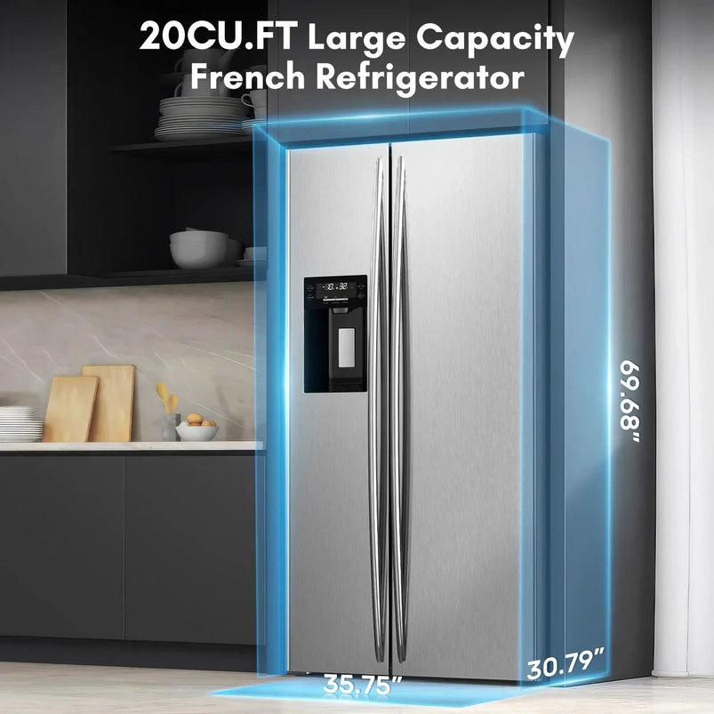 36" Side by Side 20.01 Cu. Ft. Built-in Refrigerator with Freezer and Ice Maker Included