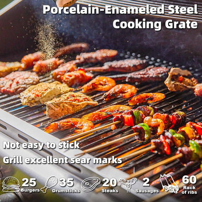 Upgraded 4 Burner BBQ Propane Gas Grill with Cast Iron Grates and Side Stove, 44, 000 BTU Stainless Steel Burner Barbecue Grill for Patio, Camping