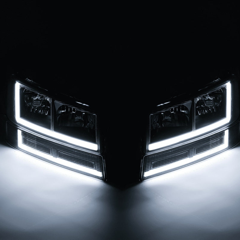 4-Pack LED Running Light Bars L Plus R Black Headlights Plus Bumper Signals for 2003-2014 Chevrolet Express 1500, 2003-2023 Chevrolet Express 2500