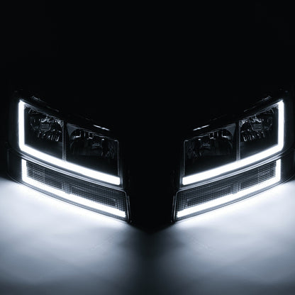 4-Pack LED Running Light Bars L Plus R Black Headlights Plus Bumper Signals for 2003-2014 Chevrolet Express 1500, 2003-2023 Chevrolet Express 2500