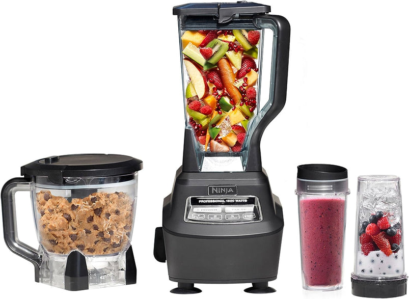 Mega Kitchen System, 1500W, 4 Functions for Smoothies, Processing, Dough, Drinks, with 72-oz. Blender Pitcher, 64-oz. Processor Bowl