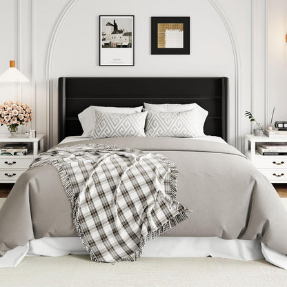 Allewie Queen Size Lift up Storage Bed, Modern Wingback Headboard, Hydraulic Support, Light Beige