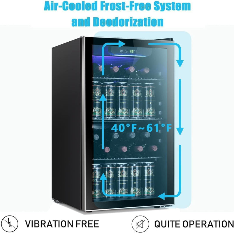 Antarctic Star 36 Bottle Wine Cooler/Cabinet Beverage Refrigerator Small Mini Wine Cellar Beer Soda Bar Fridge Quiet Operation Compressor Adjust