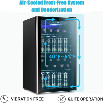 Antarctic Star 36 Bottle Wine Cooler/Cabinet Beverage Refrigerator Small Mini Wine Cellar Beer Soda Bar Fridge Quiet Operation Compressor Adjust