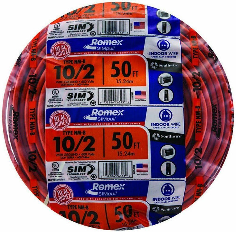28829022 50 Ft 10/2 with Ground Romex Brand Simpull Residential Indoor