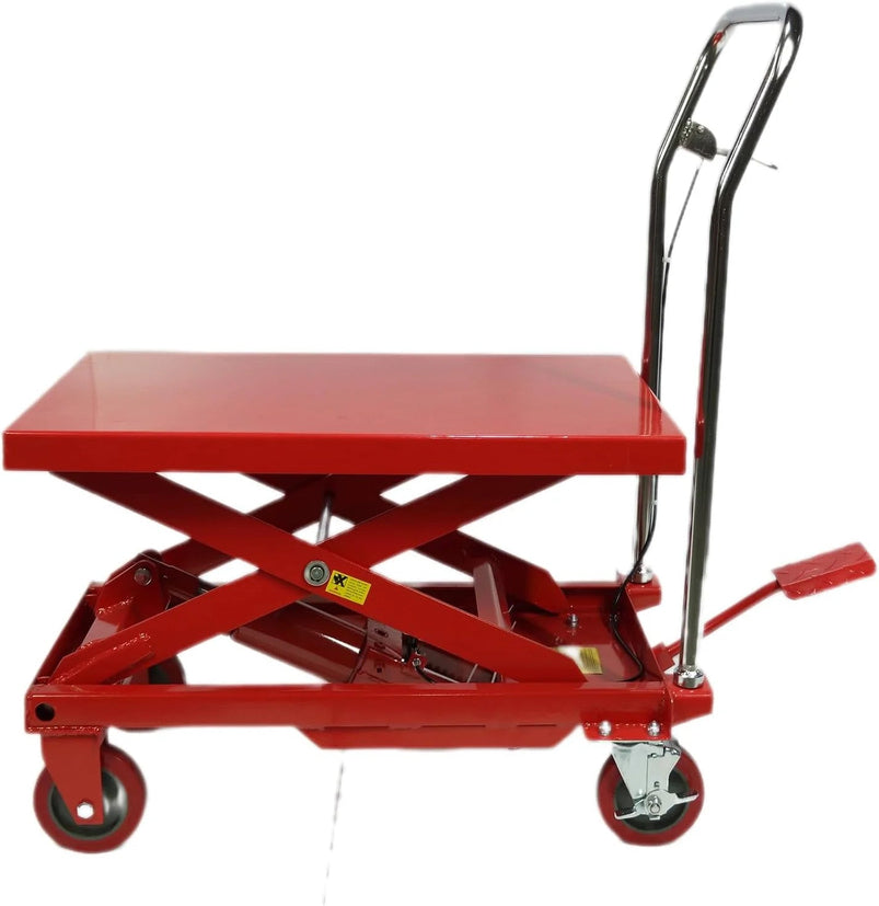 500LBS Hydraulic Lift Table Cart, 30" Lifting Height., Double Scissor Lift Table with 4 Wheels and Non-Slip Pad