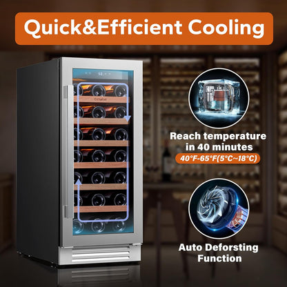 24 in Wine Cooler Refrigerator, 46 Bottle Wine Fridge Dual Zone with Modern Touch Intelligent Digital 40 Degree -65 Degree F Low Noise