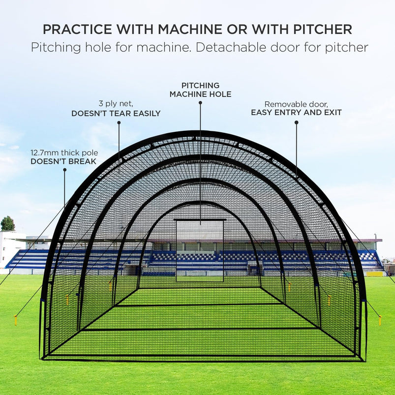 Baseball Batting Cage Net Batting Cages for Backyard Portable Baseball and Softball Batting Cages with Pitching Machine Hole and Detachable Door for