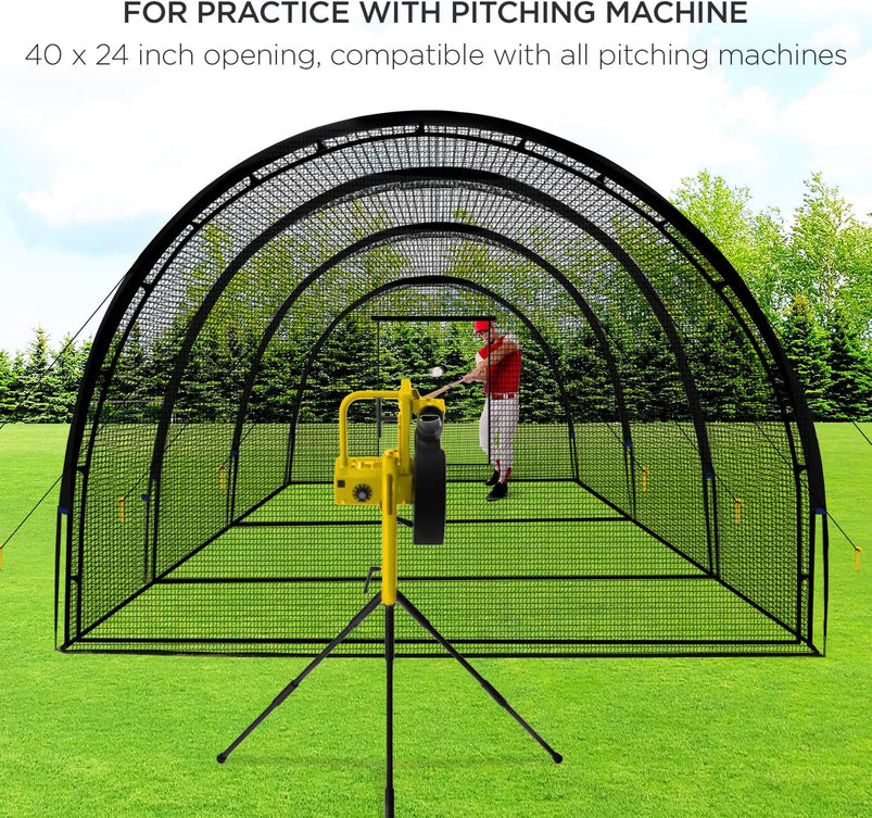 Baseball Batting Cage Net Batting Cages for Backyard Portable Baseball and Softball Batting Cages with Pitching Machine Hole and Detachable Door for