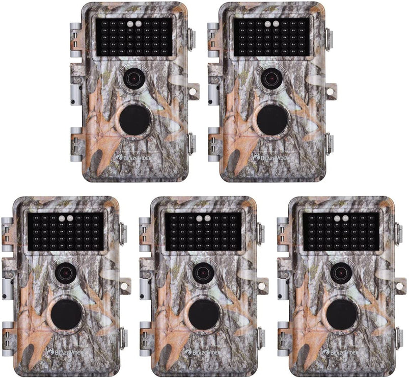 5-Pack Game and Deer Trail Cameras 16MP 1920x1080P Video Hunting Wildlife Cams Time Lapse with Night Vision