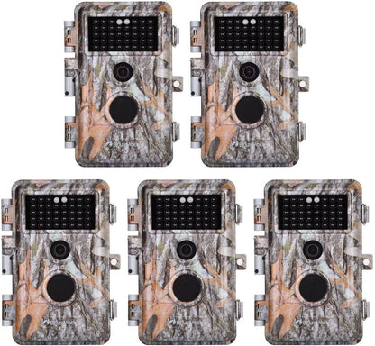 5-Pack Game and Deer Trail Cameras 16MP 1920x1080P Video Hunting Wildlife Cams Time Lapse with Night Vision