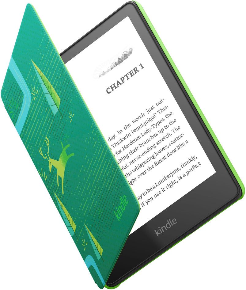 Amazon, Kindle Paperwhite Kids E-Reader 6.8 in Display with Kid-Friendly Cover, 16GB, 2022, 2023, Emerald Forest
