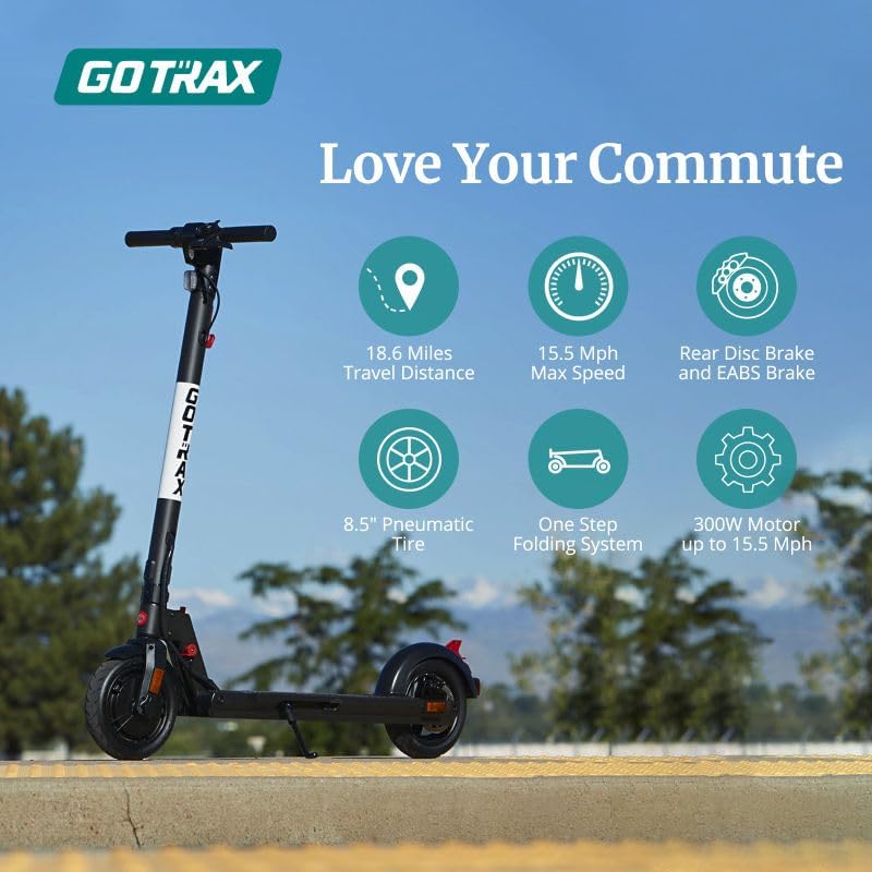 Adult Electric Scooter, 8.5 Inch Pneumatic Tires, MAX Range 14/18 Miles, MAX Speed 15.5/18 MPH, Powered by 300 Watt Motor