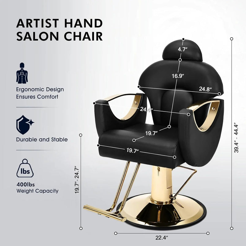 Artist Hand Salon Chair Reclining Barber Chair Oversized Hydraulic Pump Heavy Duty Hair Salon Chair 360 Degree Swivel Hair Chair for Hair Stylist