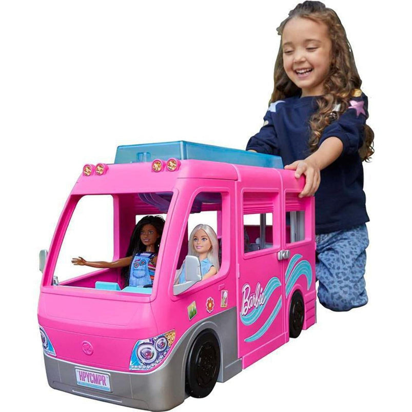 Barbie Dream Camper Van Playset with Pets, Pool and Slide, 60 Plus Accessories for Ages 3 Plus