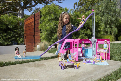 Barbie Dream Camper Van Playset with Pets, Pool and Slide, 60 Plus Accessories for Ages 3 Plus