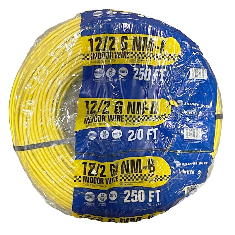 Unbranded 250-Ft Roll 12-2 AWG NM-B Gauge Indoor Electrical Copper Wire Ground Cable, White /2, 2025