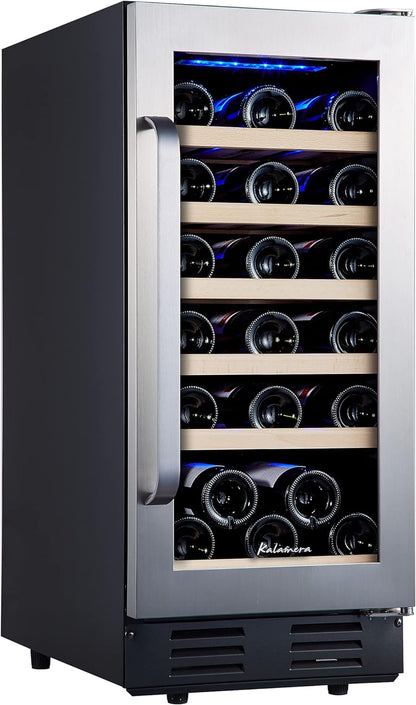 24 Inch Wine Cooler, 46 Bottle, Dual Zone Built-in or Freestanding Fridge with Stainless Steel Reversible Glass Door, for Home, Kitchen, or Office