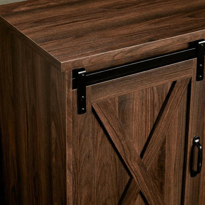Amerlife Fireplace TV Stand with Sliding Barn Door for Tvs up to 73"