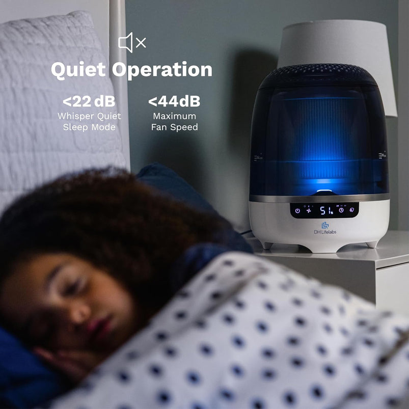 Bedroom Evaporative Humidifier, Humidifier and Air Purifier in One, with Hocl Generator, Mildew Remover, Pet Smoking Odor Eliminator, 538 Square Feet
