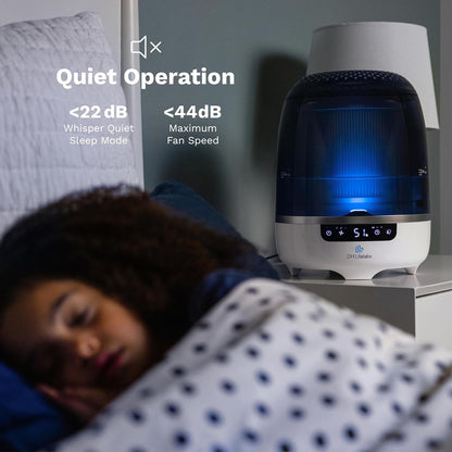 Bedroom Evaporative Humidifier, Humidifier and Air Purifier in One, with Hocl Generator, Mildew Remover, Pet Smoking Odor Eliminator, 538 Square Feet