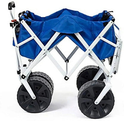 All Terrain Beach Wagon with Side Table, Heavy Duty Collapsible Folding Cart with Large Wheels for Beach Day, Picnic, Camping, Outdoor Activities