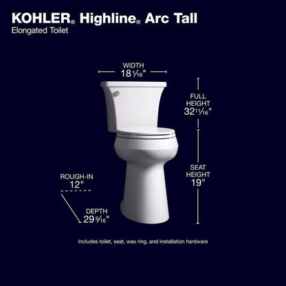 Extra Tall Highline Arc Complete Solution 2-Piece 1.28 Gpf Single Flush Elongated Toilet in White Seat Included 78305-0
