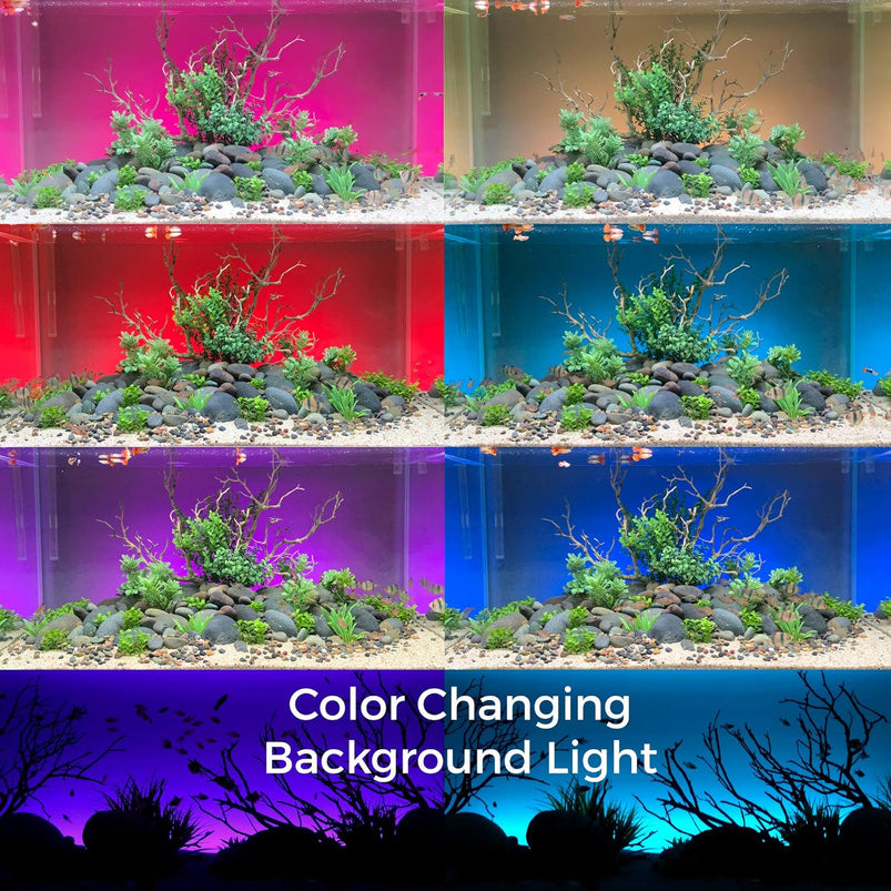 72" Inch Serene Aquarium Visual and Audio Aquatic Experience Kit with LED Aquarium Light, LED Background Light