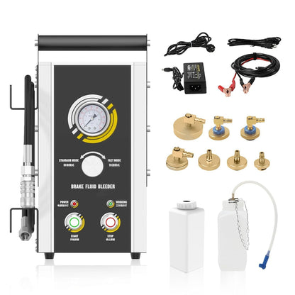 Automotive Brake Bleeder Kit, 100V-240V Electric Brake Bleeding Device, 0~3Bar Brake Fluid Oil Exchanger with 7PCS Master Cylinder Adapter