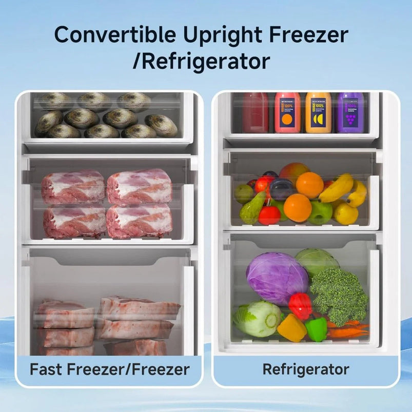 Bangson Upright Freezer, 7.0 Cu. Ft. Stand up Freezer, Convertible Upright Freezer/Refrigerator, Single Door for Kitchen, Garage, Office, Apartment