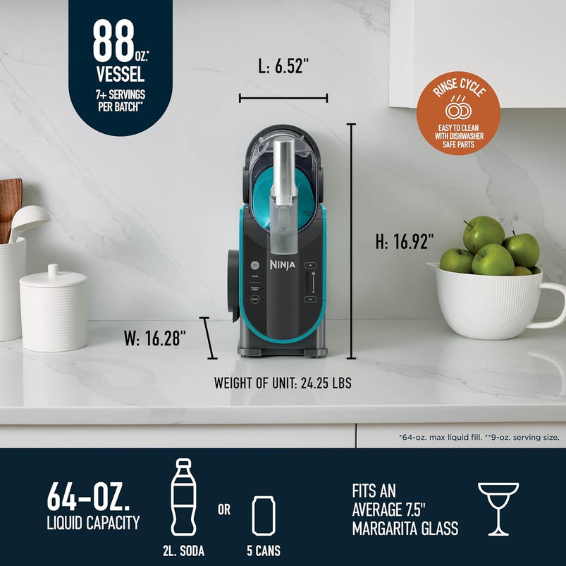 Slushi with Rapidchill Technology, 88 oz. Frozen Drink and Slushie Machine, 5 Preset Programs, Margaritas, Frappes, Premium Accents, Black, FS301
