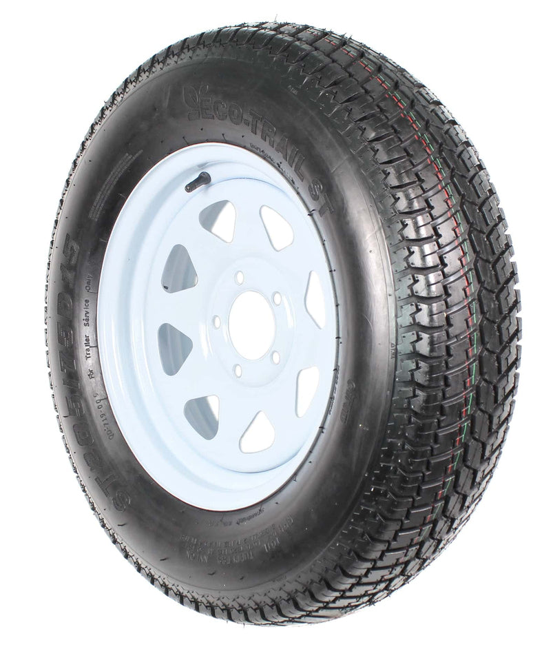 2-Pack Trailer Tire on Rim ST205/75D15 205/75 D 15 In. Lrc 5 Hole White Spoke