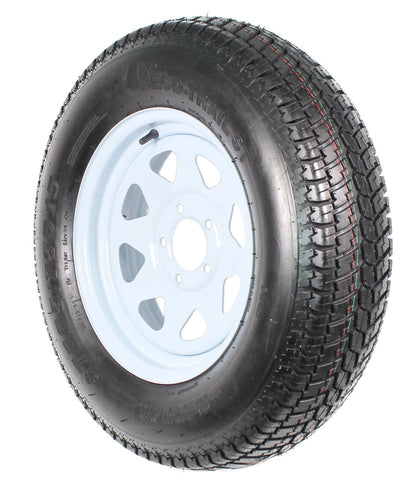 2-Pack Trailer Tire on Rim ST205/75D15 205/75 D 15 In. Lrc 5 Hole White Spoke