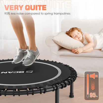Bcan 450/550 Lbs Foldable Mini Trampoline, 40"/48" Fitness Trampoline with Bungees, U Shape Adjustable Foam Handle
