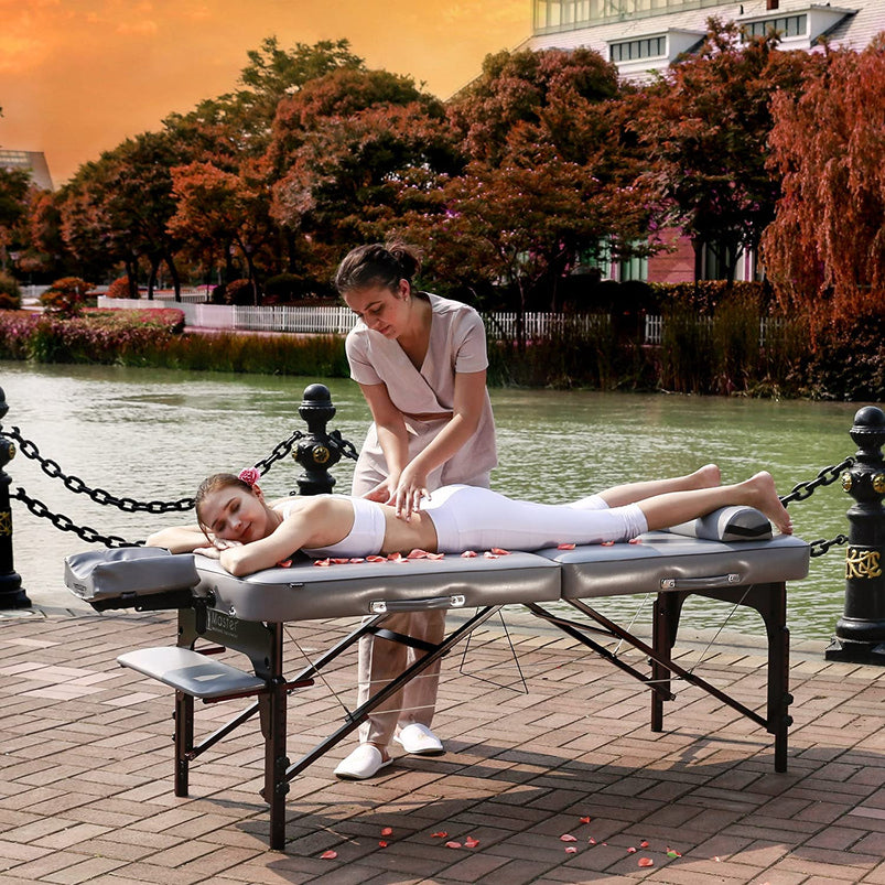 30 in Montour Lx Massage Table Package with 3 in Memory Foam, Dove Grey