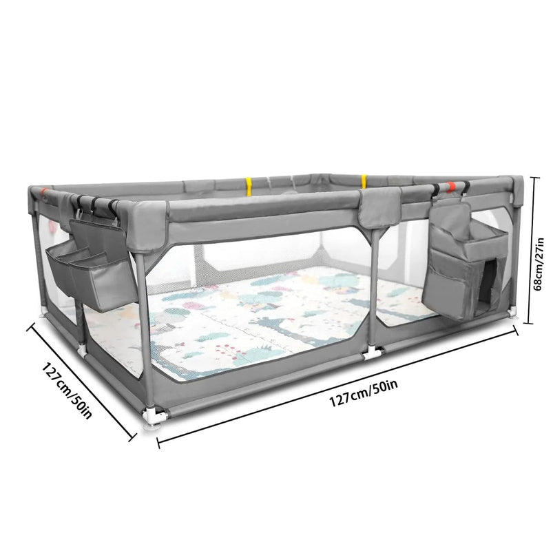 Baby Playpen with Mat 75" 59", Extra Large Playpen for Babies and Toddlers with Storage Bag, BPA-Free, Non-Toxic, Safe No Gaps Playards for Babies
