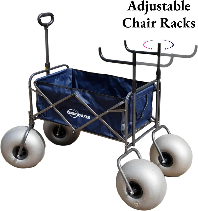 Beach Cart with 13" Balloon Wheels, Chair Racks and Pump Included