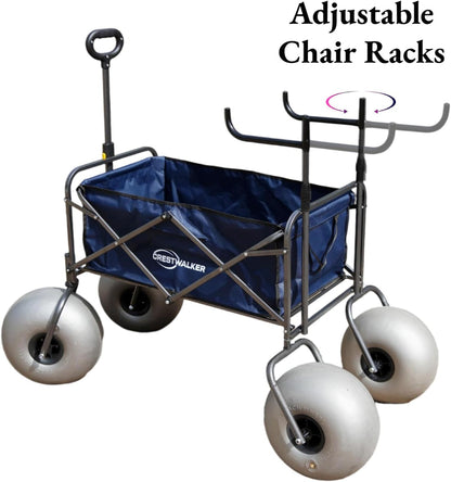 Beach Cart with 13" Balloon Wheels, Chair Racks and Pump Included