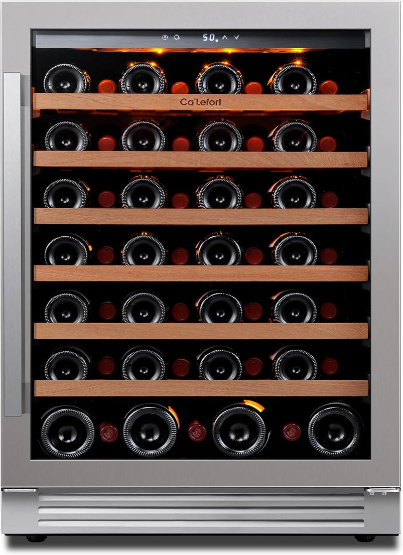 24 in Wine Cooler Refrigerator, 46 Bottle Wine Fridge Dual Zone with Modern Touch Intelligent Digital 40 Degree -65 Degree F Low Noise