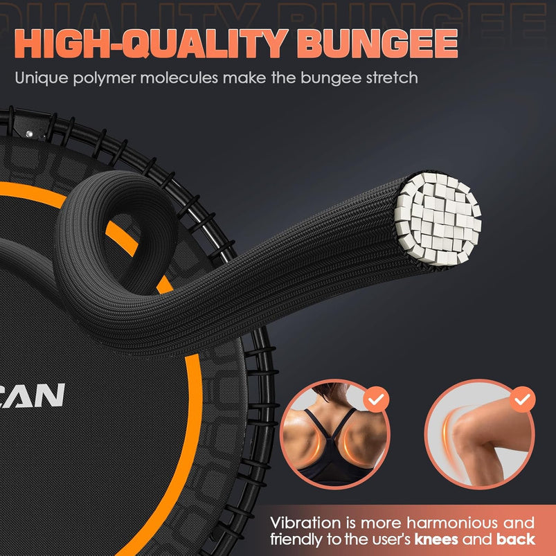 Bcan 450/550 Lbs Foldable Mini Trampoline, 40"/48" Fitness Trampoline with Bungees, U Shape Adjustable Foam Handle