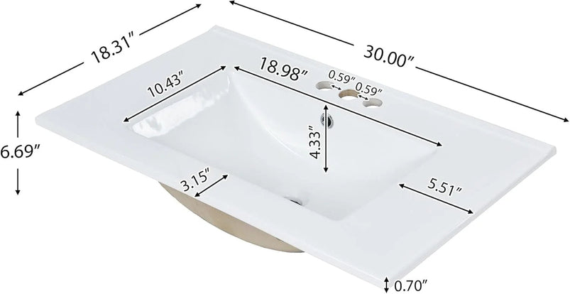 36" Bathroom Vanity with Single Sink Combo, Modern Undermount Bathroom Sink Cabinet with 2 Drawers and a Tip-Out Drawer
