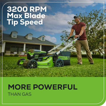 60V 21 Cordless Self-Propelled Lawn Mower, 2 x 4.0Ah Batteries and Dual Port Rapid Charger