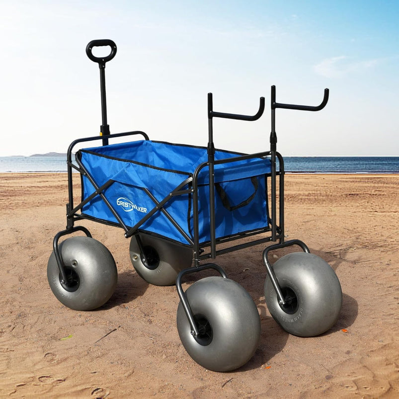 Beach Cart with 13" Balloon Wheels, Chair Racks and Pump Included