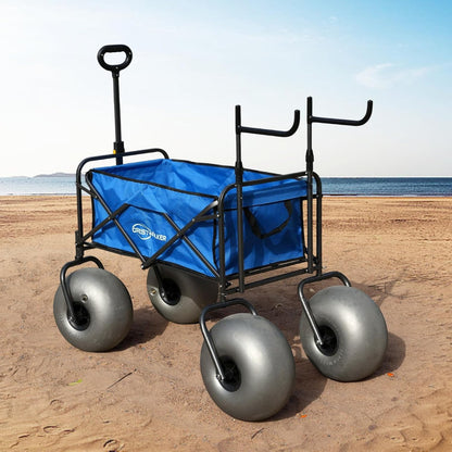 Beach Cart with 13" Balloon Wheels, Chair Racks and Pump Included