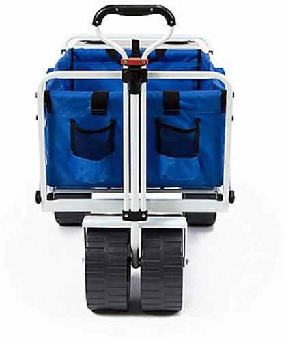 All Terrain Beach Wagon with Side Table, Heavy Duty Collapsible Folding Cart with Large Wheels for Beach Day, Picnic, Camping, Outdoor Activities