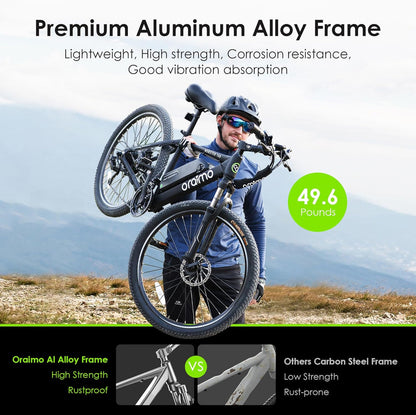 Adult Electric Bike, 350W BAFANG Motor 500W Peak, 4A 3H Fast Charging, 468Wh Li-Ion Battery, 21 Speed Gears, Air Saddle