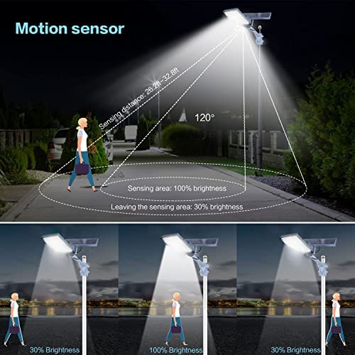 450W Solar Street Flood Lights Outdoor Lamp with Remote Control Dusk to Dawn Security Lighting for Yard Garden Gutter Basketball Court Arena Lawn Lm