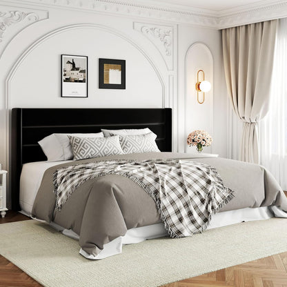 Allewie Queen Size Lift up Storage Bed, Modern Wingback Headboard, Hydraulic Support, Light Beige