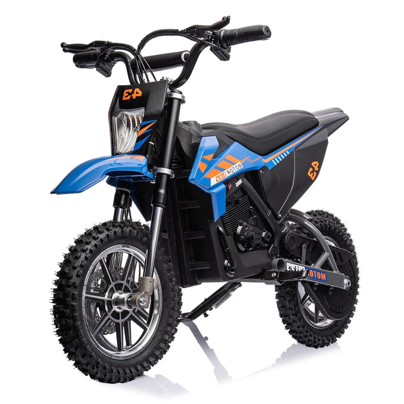 36V Kids Electric Dirt Bike, 36V, 350W, 15.5MPH, LED, 175lbs Max, Blue